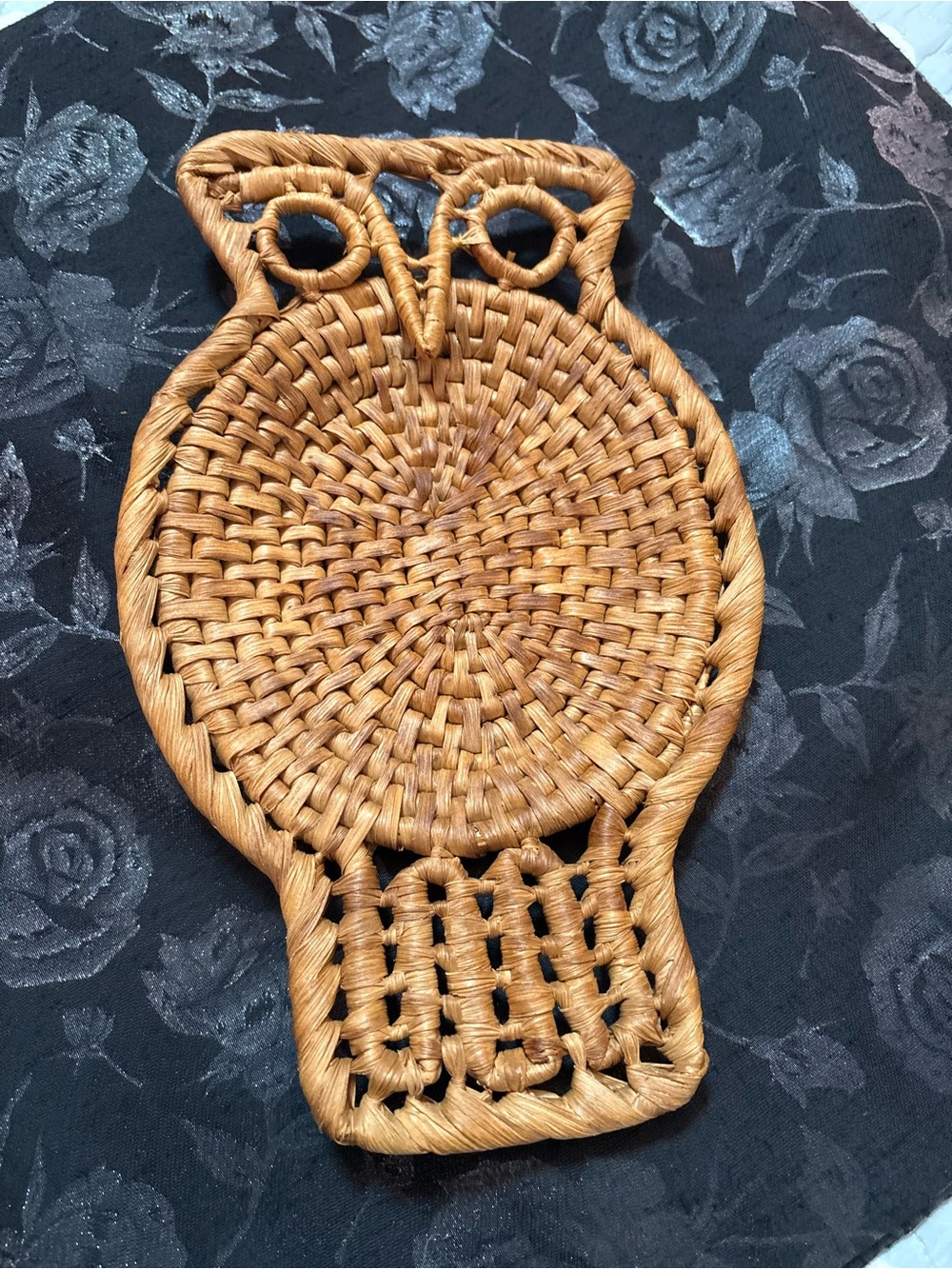 Handwoven Owl Wall Hanging - Natural Brown Wicker